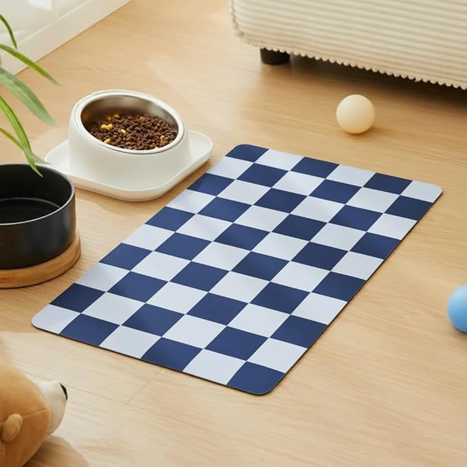 Checkered Dog Feeding Mat, Absorbent Mats by Ralxion