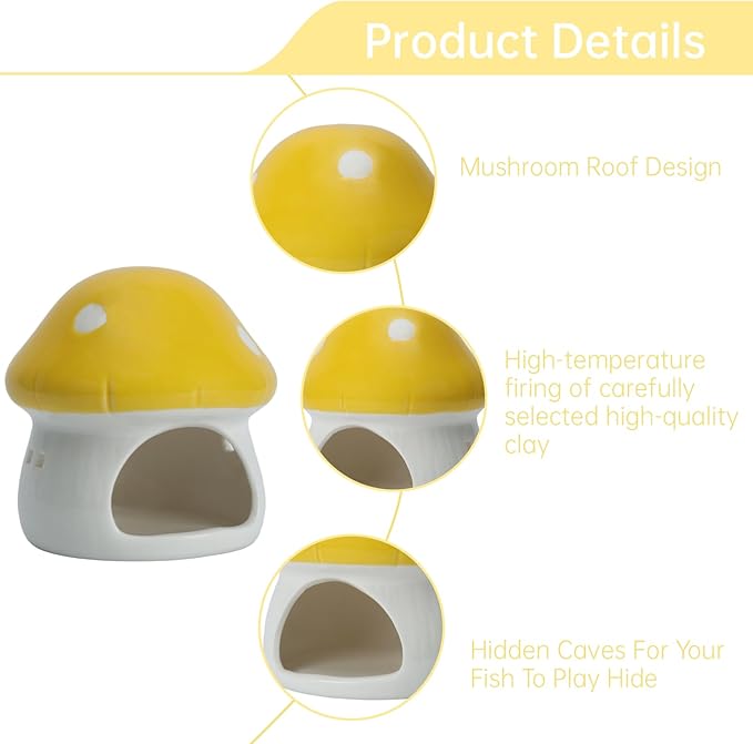 Cute Aquarium Mushroom House Betta Fish Tank Accessory Decor Mini Ceramic Fish - Image 5