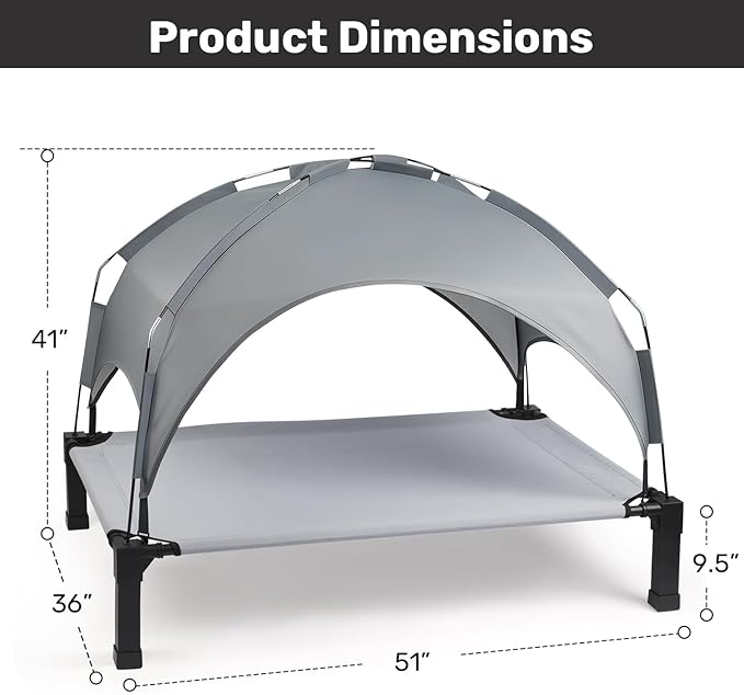 Heeyoo Elevated Dog Bed with Removable Canopy, Portable Dog Cot with Sun - Image 6