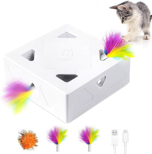 Migipaws Interactive Cat Toy -Migibox Without Popskin, Puzzle Toy by MigipawsCreateMoreEnjoymenttoPetsandFamily