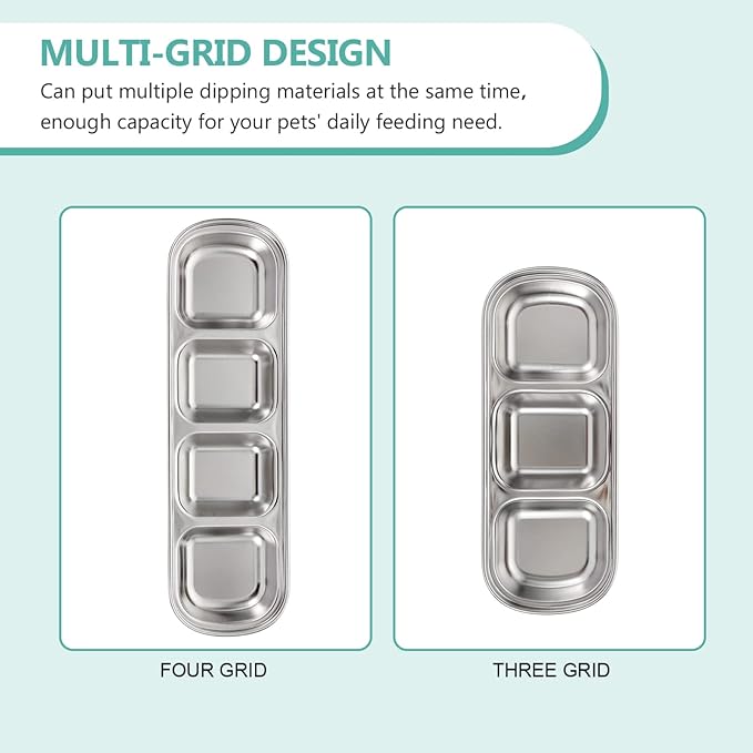 Ipetboom Compartment Pet Tray Food Bowls: 8pcs Stainless Steel Cat Bowl Divided - Image 8