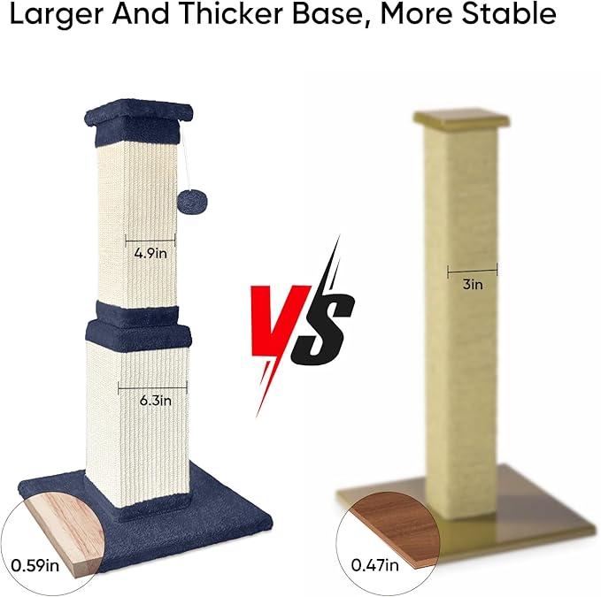 32 Inch Cat Scratching Post for Large Cats, Cat Scratcher for Indoor Cats Adults - Image 5