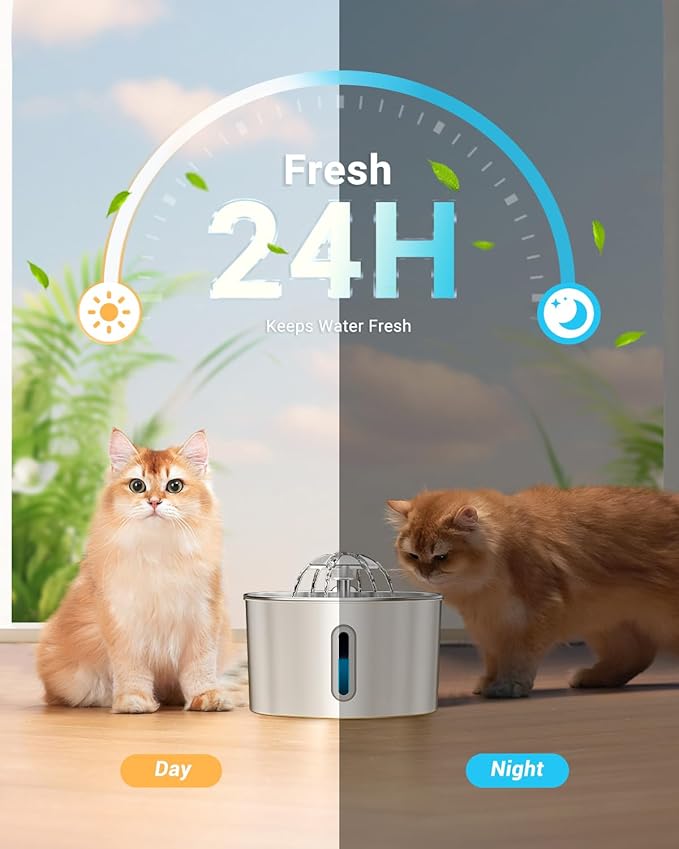 Cat Water Fountain Stainless Steel - 74oz/2.2L Automatic Large Pet Watering - Image 6