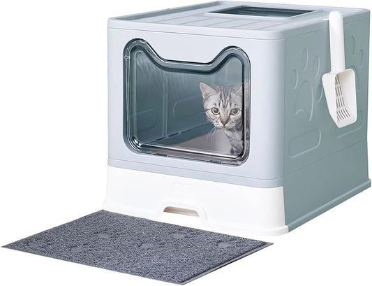 Medario Cat Litter Box with Litter Mat and Scoop, Large Covered Litter Box with by Medario