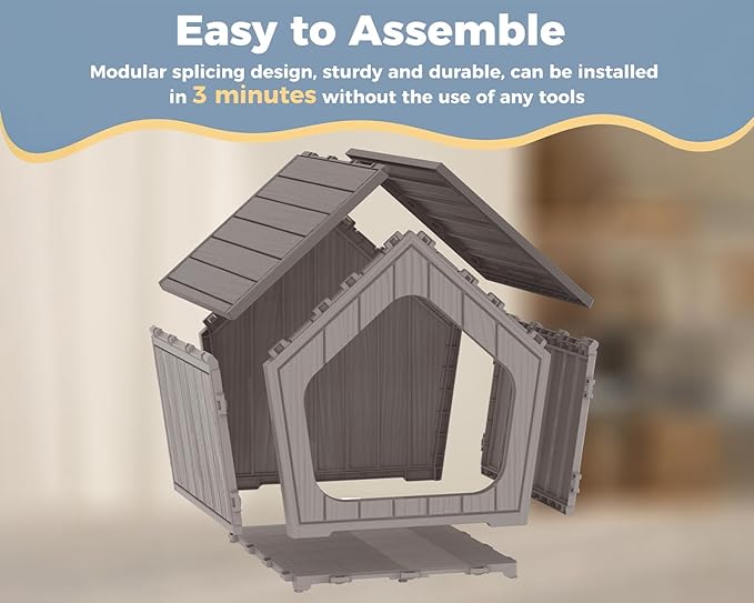 DRATO Dog House Indoor Outdoor Durable Resin Material Houses - Image 5