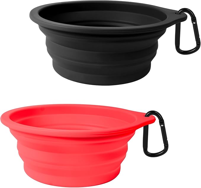 PetBonus 2-Pack Large Silicone Collapsible Dog Bowls, 34oz/1000ml BPA Free by Petbonus