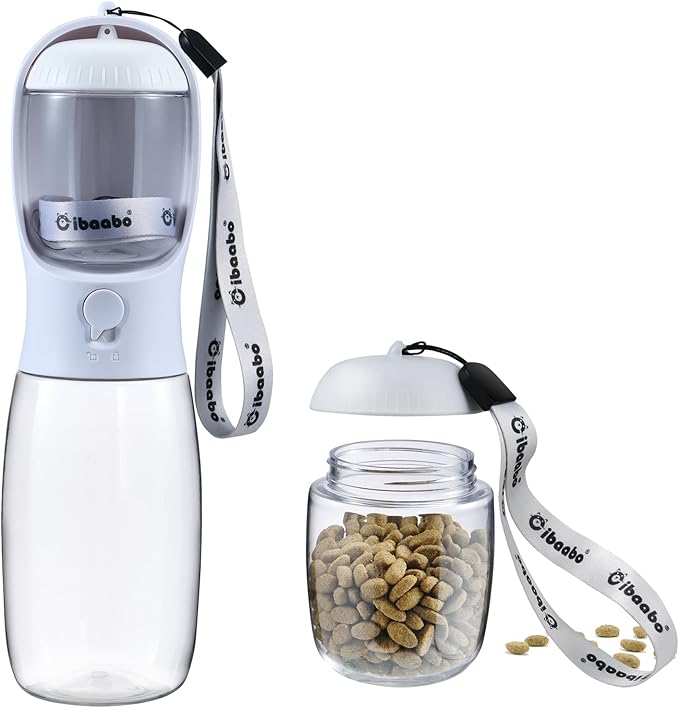 Cibaabo Dog Water Bottle with Food Container, Travel Puppy Water Bowl, Portable by Cibaabo