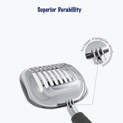WePet Cat Litter Scoop, Aluminum Alloy Sifter, Kitty Metal Scooper, Deep Shovel - Image 3