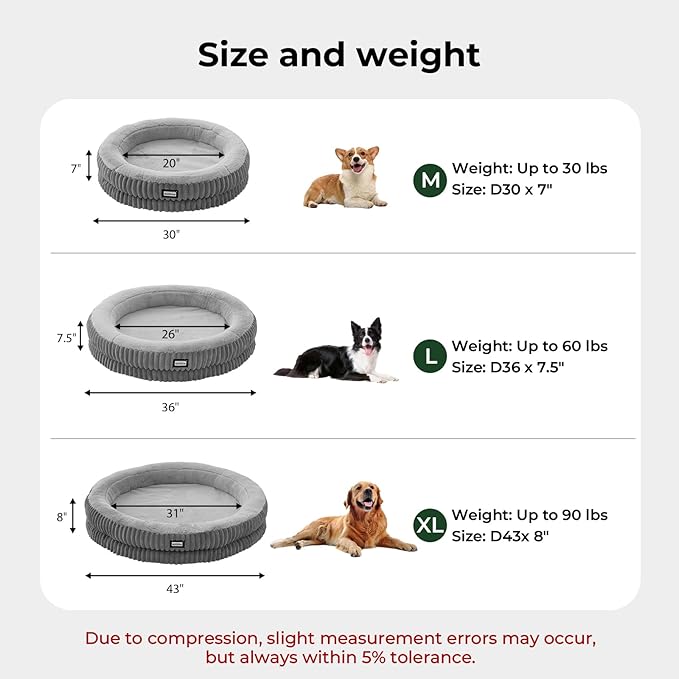 BALANCE Donut Dog Bed, 36 Inches Round Dog Bed Large Size Dogs Washable - Image 8