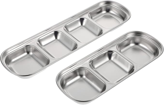 Ipetboom Compartment Pet Tray Food Bowls: 8pcs Stainless Steel Cat Bowl Divided - Image 6