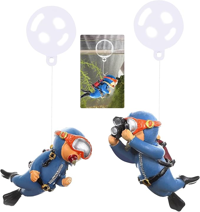 2-Pack Tank Decorations, Cute Little Diver, Aquarium Decoration Accessories by Wonflywithyou
