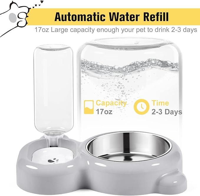 Double Dog Cat Bowls, Cat Food and Water Bowl Set - Image 2