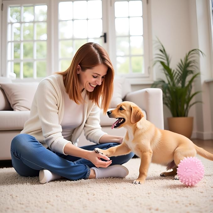 4Pcs Colorful Dogs Toy Spiky TPR Ball No Squeak Chew Toy Long Lasting - Image 7