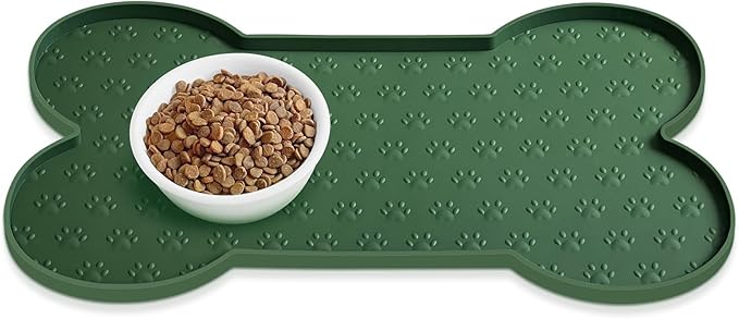 PWTAA Dog Food Mat Anti-Slip Silicone Dog Bowl Mat Thicker Pet Placemat by PWTAA