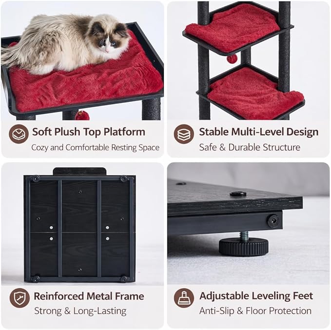 FourFurPets Heavy Duty Cat Tree, 67.7" Cat Tree - Image 6