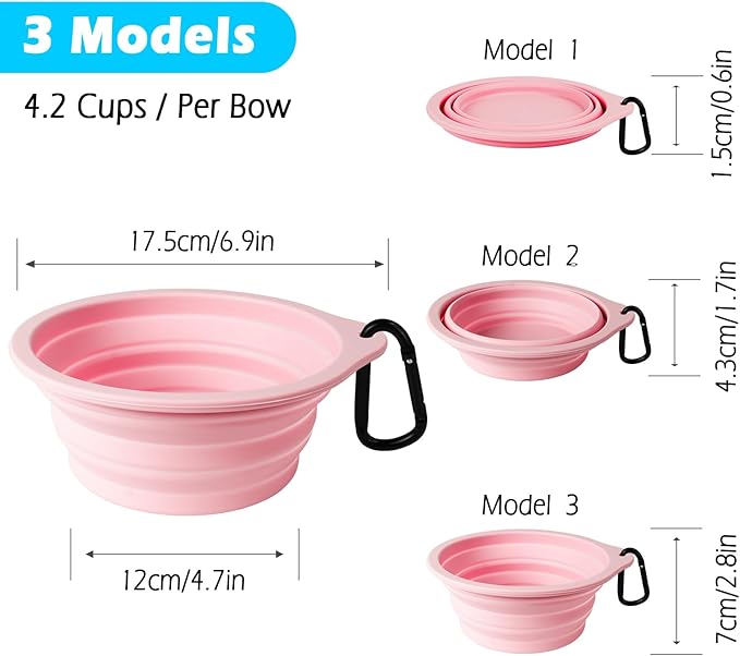 PetBonus 2-Pack Large Silicone Collapsible Dog Bowls, 34oz/1000ml BPA Free - Image 3