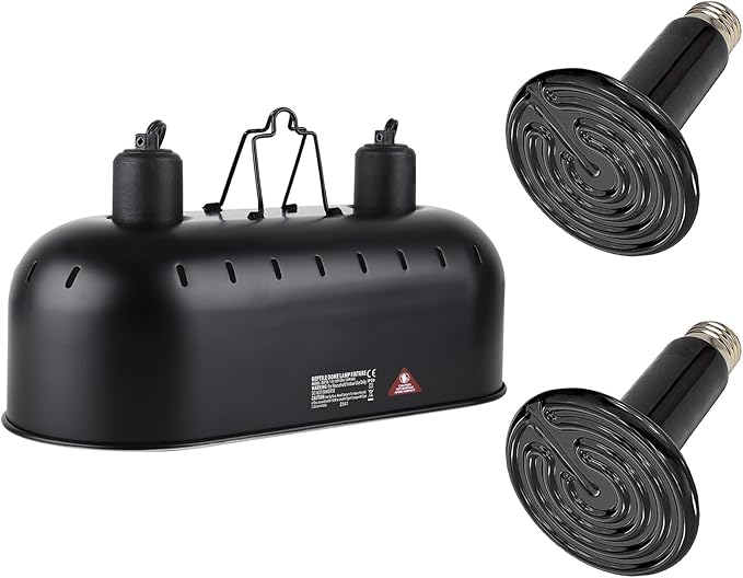 DXOPHIEX 15 inch Dual Reptile Light Fixture, Max 150W Reptile Heat Lamp by DXOPHIEX