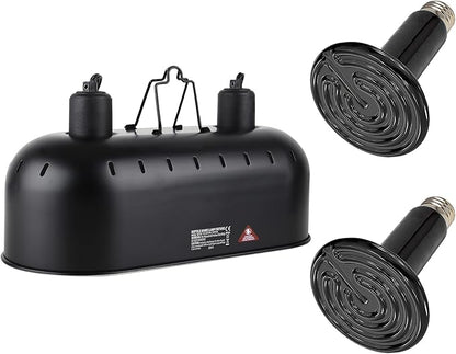 DXOPHIEX 15 inch Dual Reptile Light Fixture, Max 150W Reptile Heat Lamp by DXOPHIEX