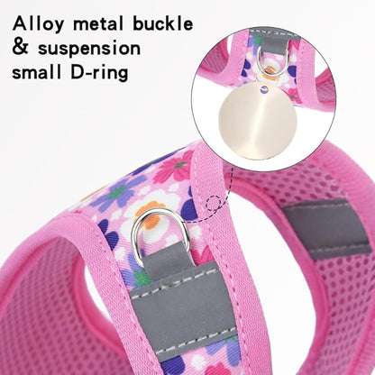 Step in Dog Harness and Leash Set, Flower Adjustable Easy Walk Puppy Harnesses - Image 2