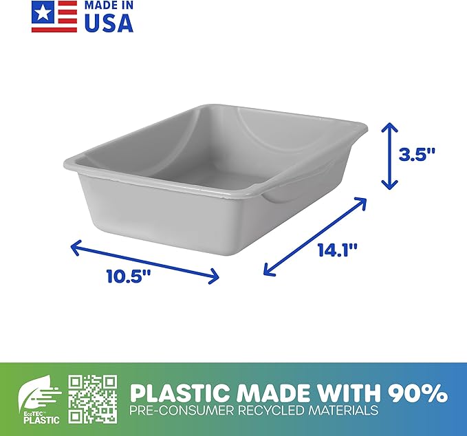 Petmate Basic Open Cat Litter Pan, Made in USA, 14.5" x 10.5" x 3.5", Small - Image 3