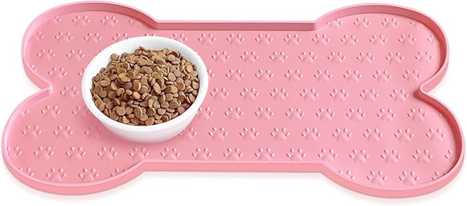 PWTAA Dog Food Mat Anti-Slip Silicone Dog Bowl Mat Thicker Pet Placemat by PWTAA
