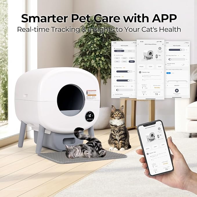 Fsitego Self Cleaning Cat Litter Box: 76L Extra Large Automatic Litter Box - Image 2