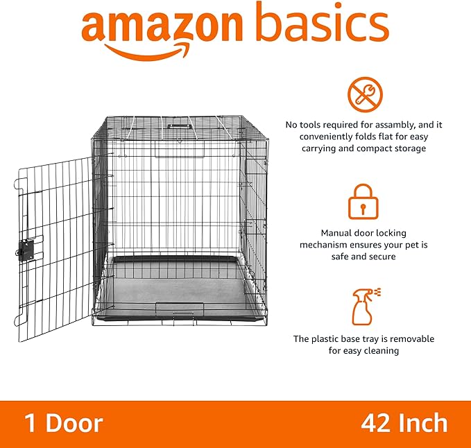 Amazon Basics Durable, Foldable Metal Wire Dog Crate - Image 2