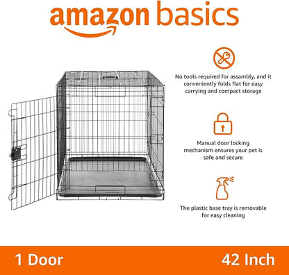 Amazon Basics Durable, Foldable Metal Wire Dog Crate - Image 2