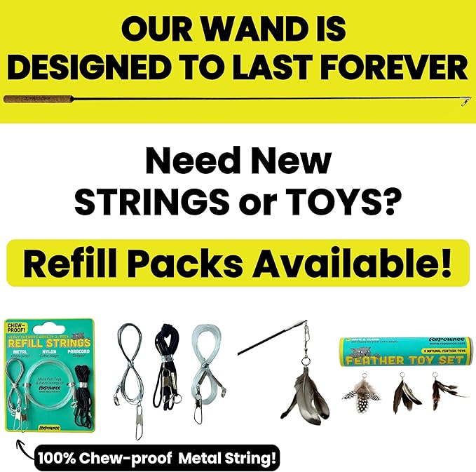 Forever Stick and 9 Cat Feather Toy Refills - Image 9