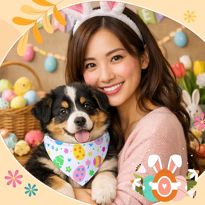 Preboun 50 Pcs Spring Dog Bandanas Bulk Bunny Dog Bandanas - Image 6