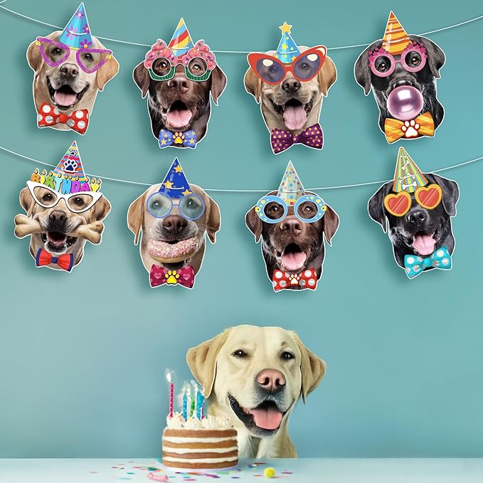 Labrador Dog Birthday Garland, Photographic Labrador Retriever Faces Birthday - Image 3