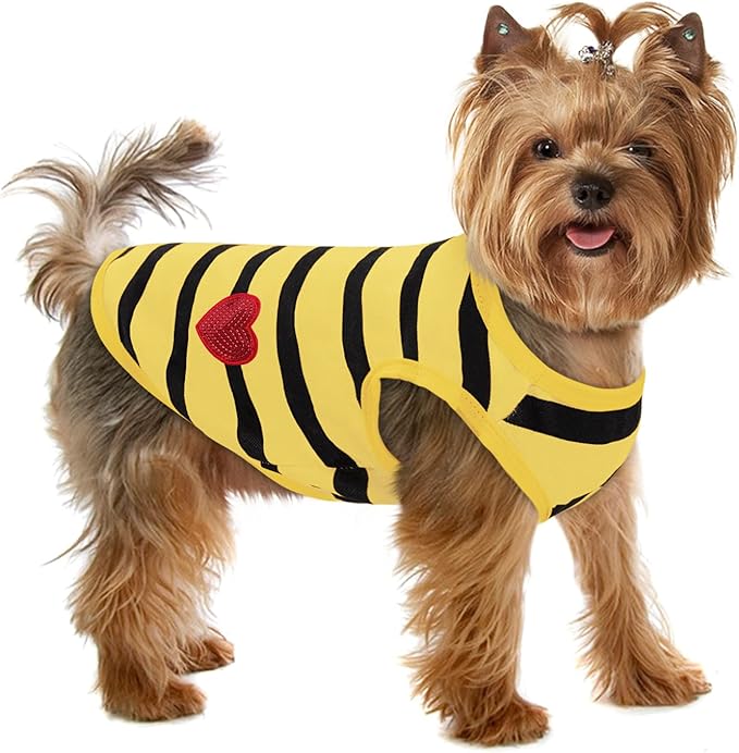 Pet Dog Striped T-Shirt Dogs Cats Cotton Vest Spring Summer Pet Apparel Tee by PREFERHOUSE