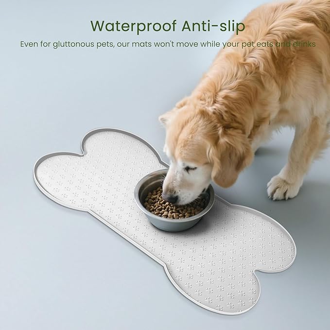 PWTAA Dog Food Mat Anti-Slip Silicone Dog Bowl Mat Thicker Pet Placemat - Image 3