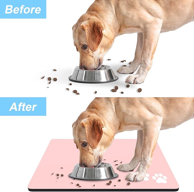 Rnivvi Dog Food Mat, Cute Anti-Slip Rubber Pet Feeding Rug Protect Floors - Image 6