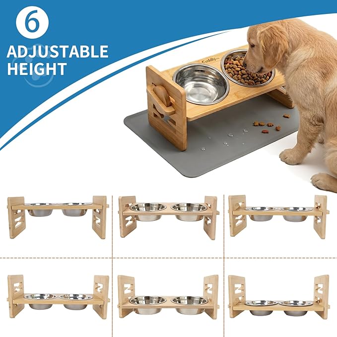 Elevated Dog Bowls for Small Dogs & Cats, Adjustable Raised Dog Bowl Stand - Image 2