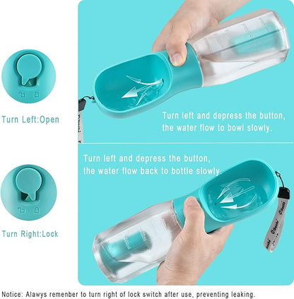 Cibaabo Dog Water Bottle with Food Container & Poop Bag Holder, Travel Water - Image 4