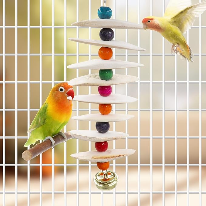 2 Pack Bird Toys with Cuttlebone, Parakeet Toys, Bird Beak Grinding Stone - Image 5