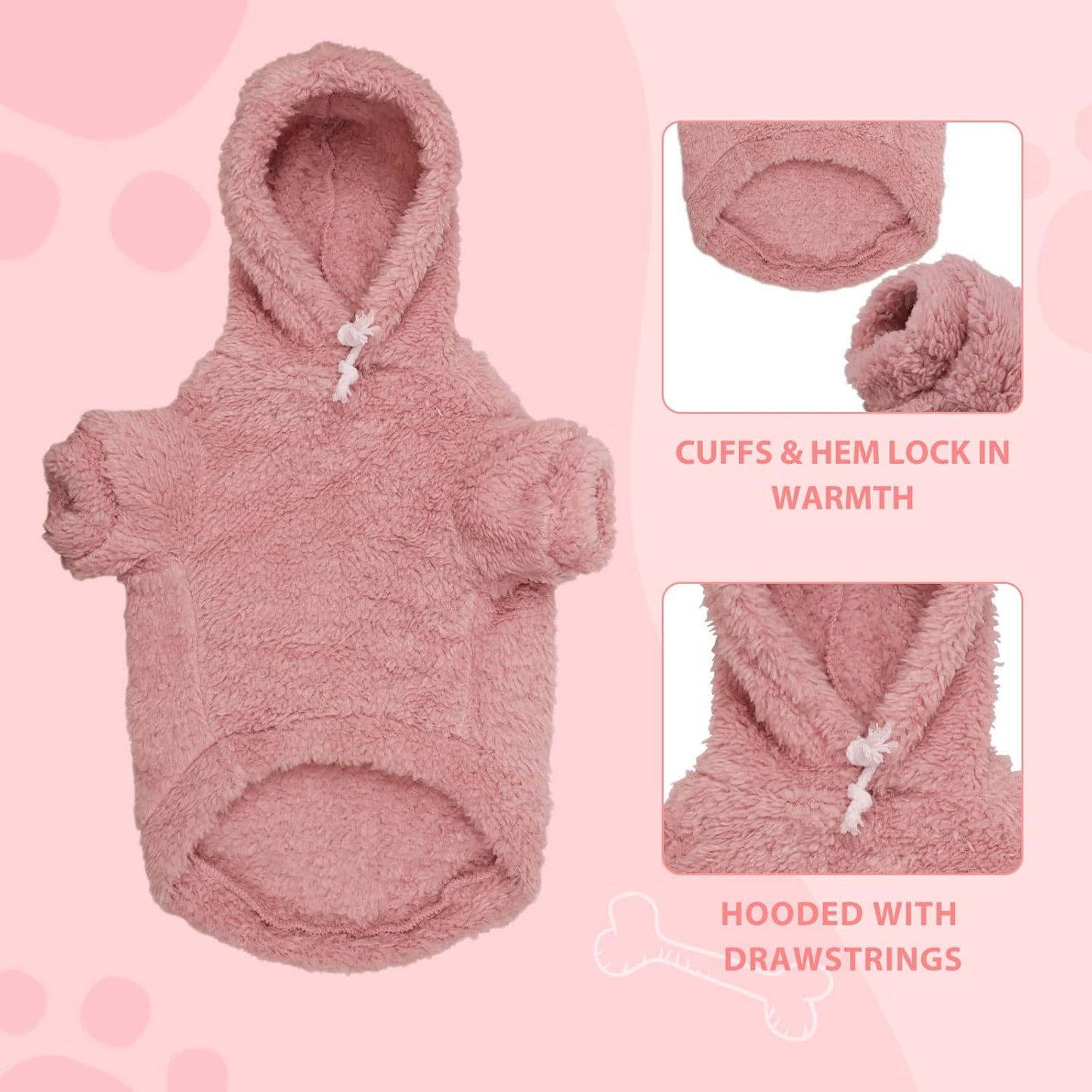 Fuzzy Dog Sweaters for Medium Dogs Dog Hoodie Sweater Clothes Warm Soft Cozy Pet Coats Hooded Sweatshirt Medium Pet Hoodie(Pink-M)