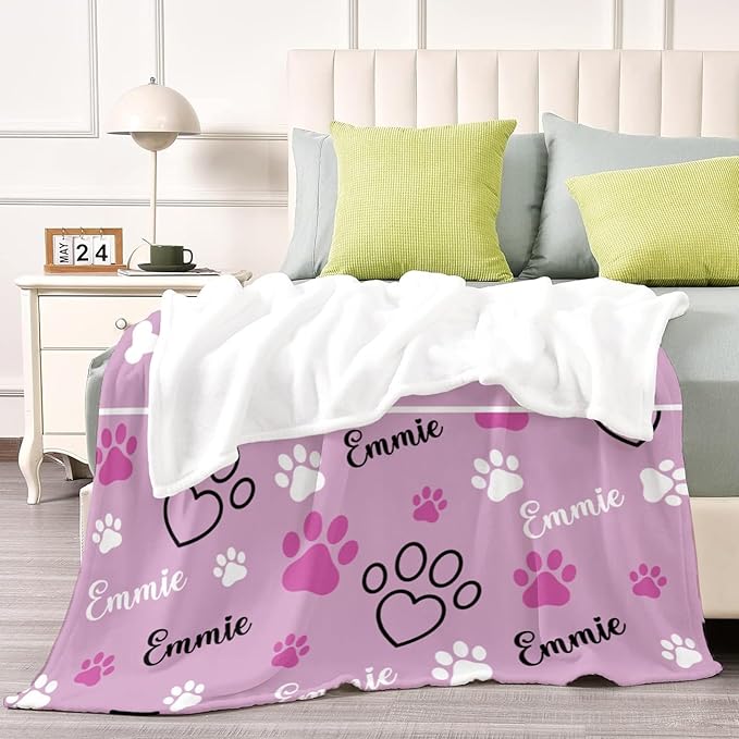 Personalized Dog Blankets with Name, Custom Paw Print Blanket - Image 5