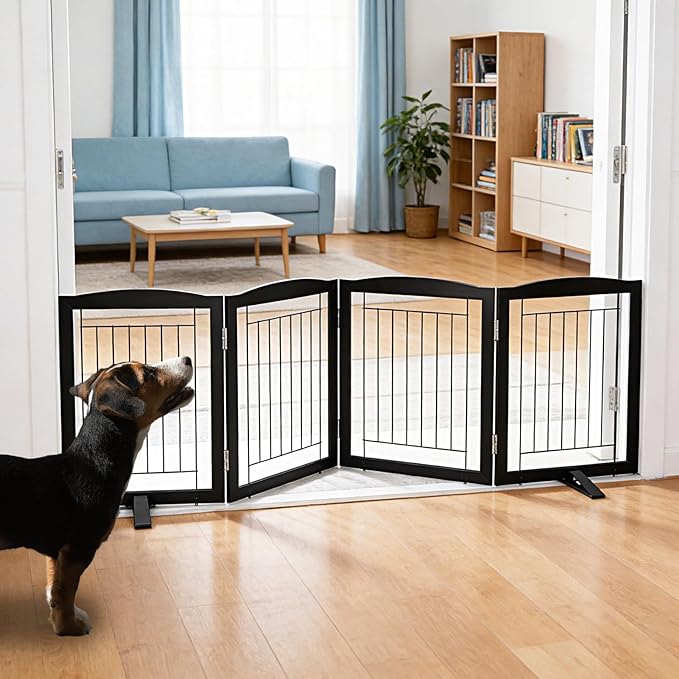 ZJSF Freestanding Dog Fence Indoor, Foldable Dog Gate by ZJSF