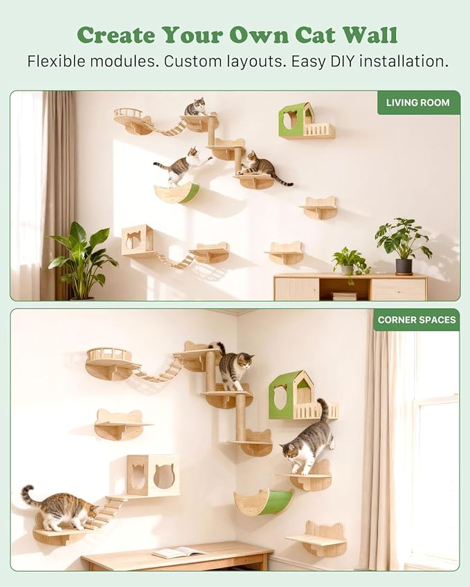 Cat Wall Shelves, 16 in 1 Cat Wall Furniture - Image 3