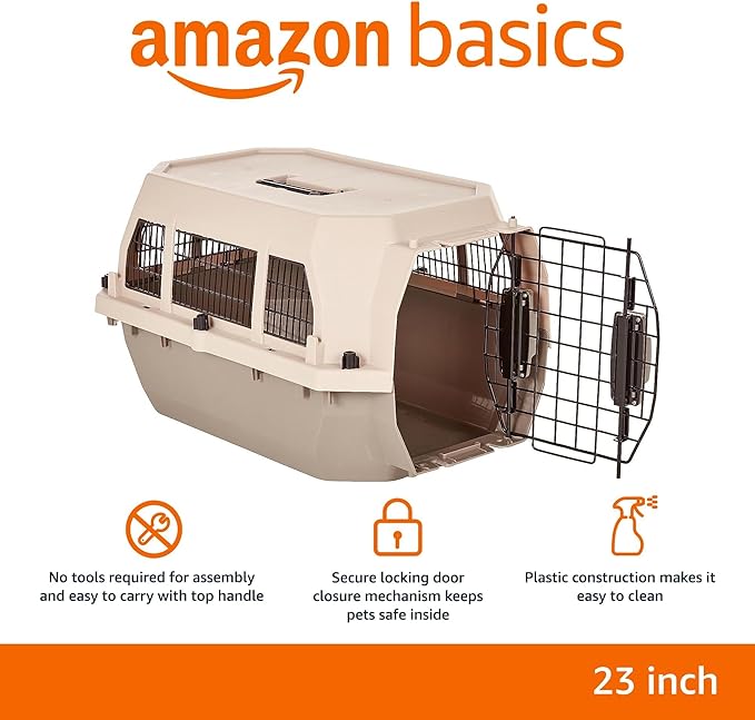 Amazon Basics Hard-Sided Dog and Cat Kennel, Single-Door Travel Pet Carrier - Image 2