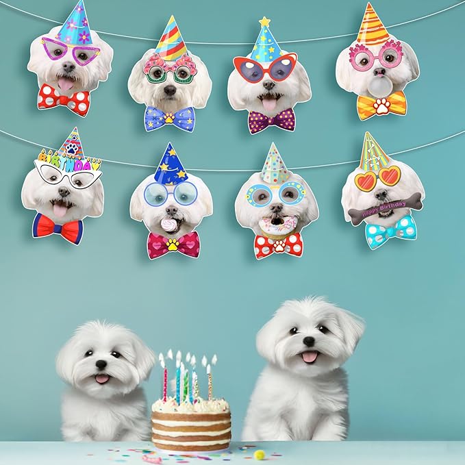 Maltese Birthday Garland — Photographic Maltese Faces Birthday Banner, Funny - Image 2