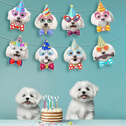 Maltese Birthday Garland — Photographic Maltese Faces Birthday Banner, Funny - Image 2