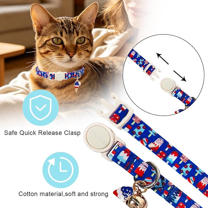 Cat Collar, 2 Pack Blue Cat Collars Breakaway - Image 3