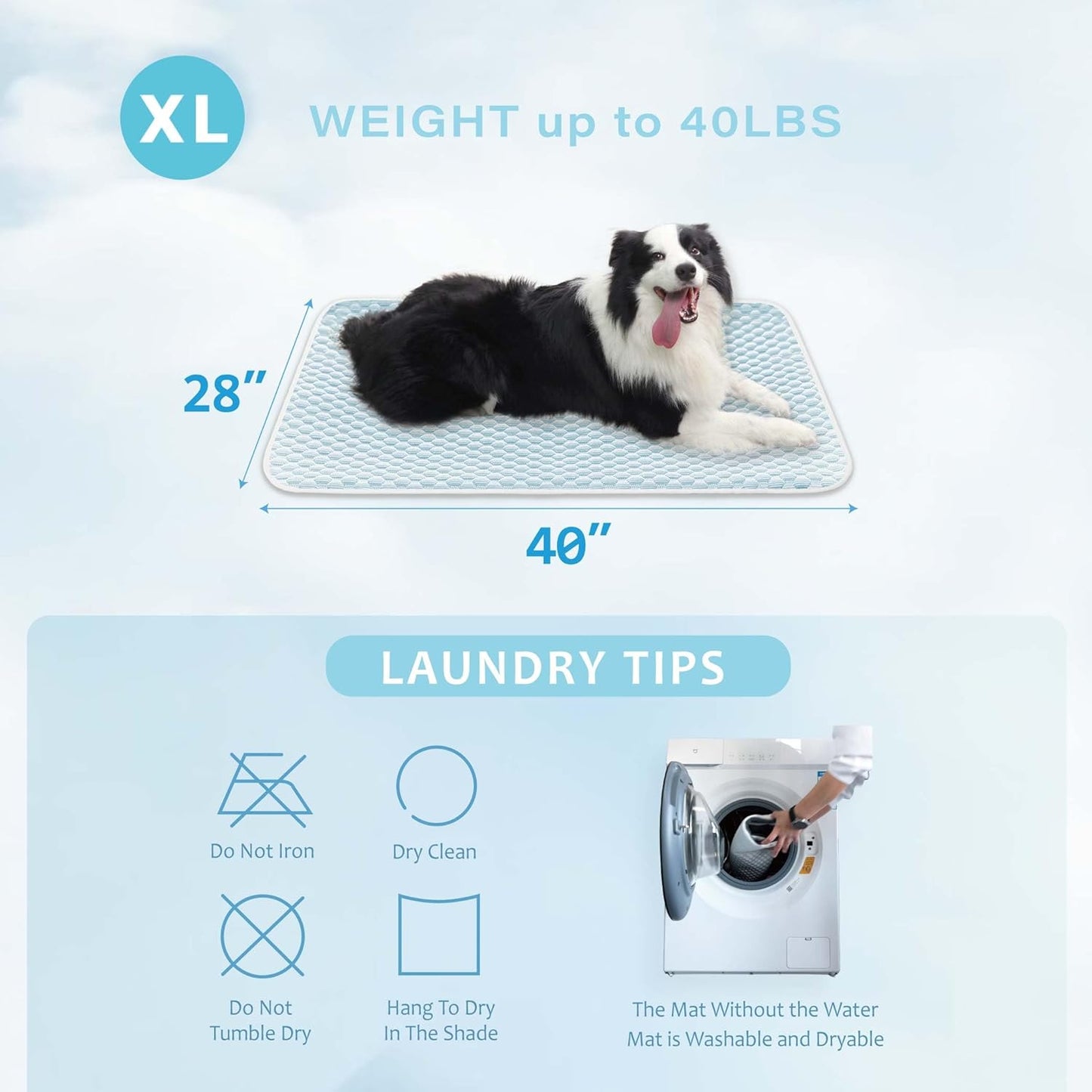 MICROCOSMOS Pet Cooling Mat & Sleeping Pad- Breathable Bubble Surface, EZ Clean. Keep Cooling for Pets, Kids and Adults in Summer.(BlueWhite, 40" x 28")