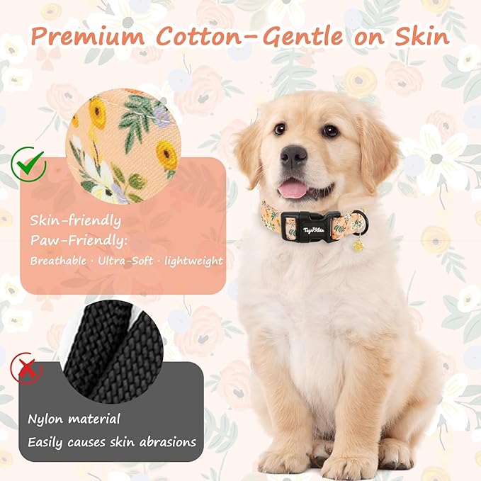 Dog Collar with Floral Patterns, Spring Summer Collection Orange Dog Collar - Image 3