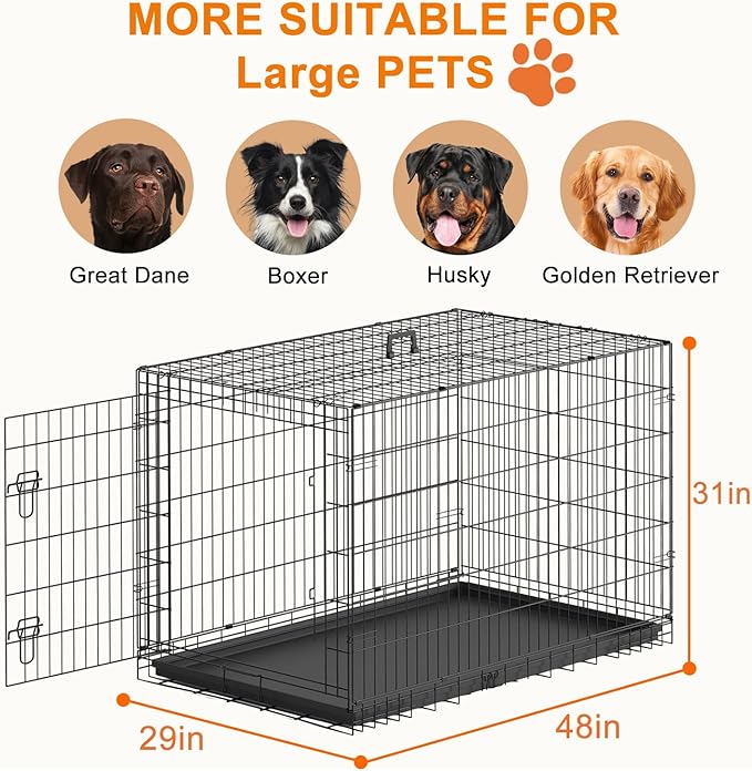 FDW XL Dog Crate 48inch Dog Cage Foldable Metal Kennel - Image 3