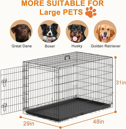 FDW XL Dog Crate 48inch Dog Cage Foldable Metal Kennel - Image 3