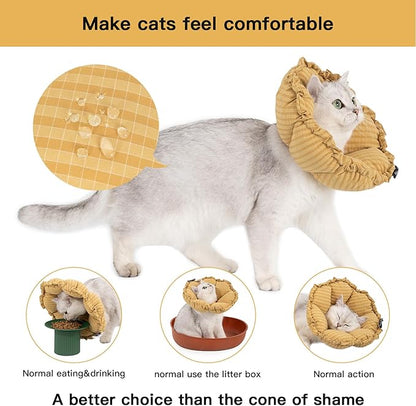 H HIDREAM Soft Cat Cone Collar， Cute Adjustable Cat Recovery Collar，Elizabethan - Image 2